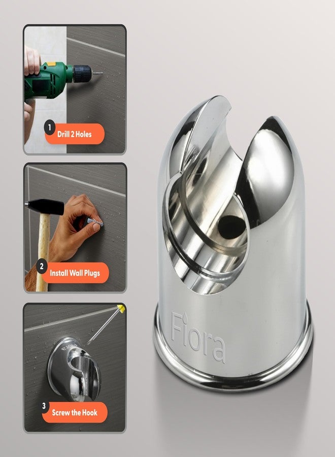 FIORA Premium SS Faucet Stand, Health Faucet Holder, Hand Shower Holder (Multi Purpose) | Wall Mounted Stand, Round-Chrome Finish, (Pack of 1) (MODERN (PACK OF 1)) - Image 2